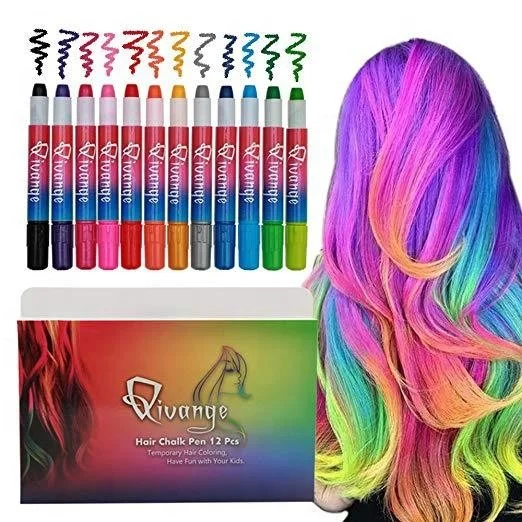 

Glow Neon Hair Chalk Washable Dye Temporary High Quality Colour Harmless Hair Chalk Set, 12 colors