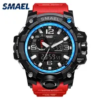 

2019 Smael 1545 new fashion military sport digital 5ATM water resistant plastic wrist watches for men with silicon strap