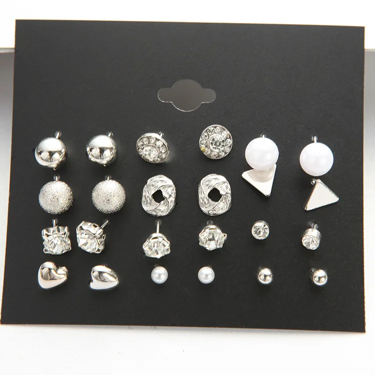 

Set of earrings tribal square zircon earring peach heart earring wholesale, As pic