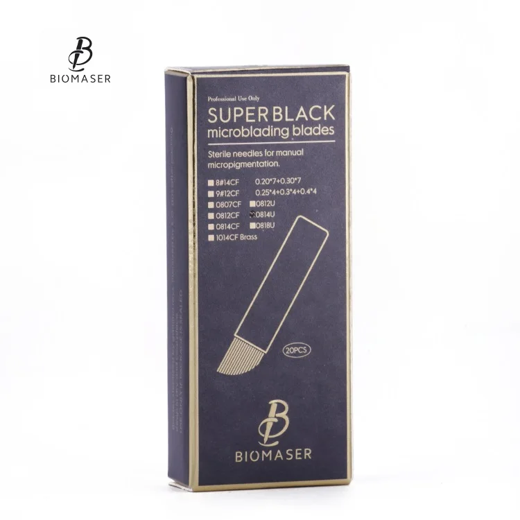 

High Quality Super Black Biomaser Embroidery Eyebrow Microblading Needles Sharp Micrblading Blades for Tattoo