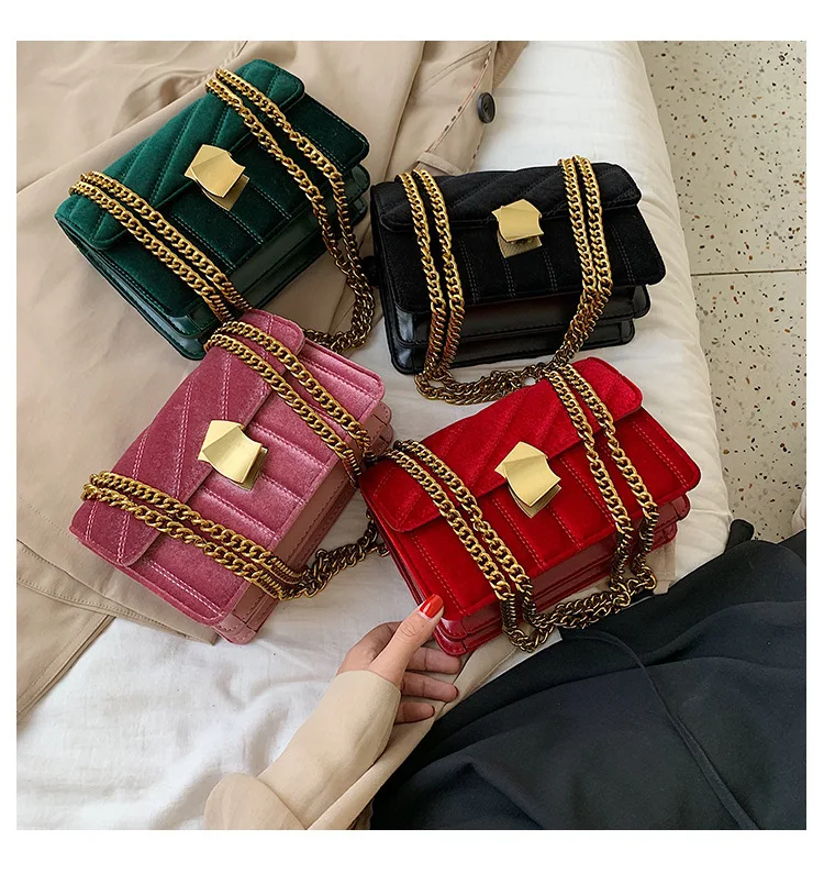 

2021 Designer Bags Handbags Women Famous Brands Small Square velvet chain Straps Shoulder Crossbody, 4 colors