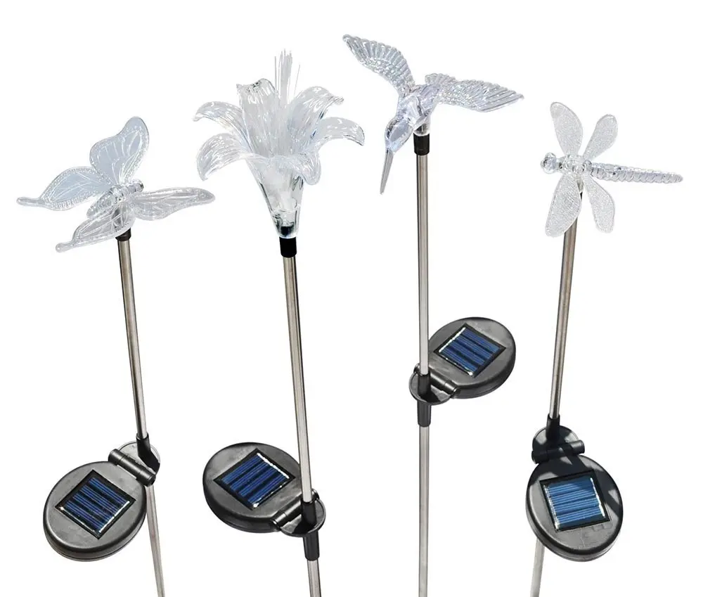 Color Changing Acrylic Hummingbird/Dragonfly/Butterfly/Sunflower/dandelion/Lily  Decor Outdoor Solar Powered LED Stick Light