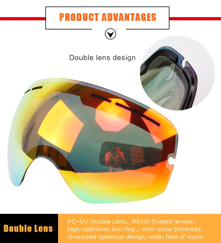 Factory Cheap Ski Goggles Double Lens Snow Goggles Custom Logo