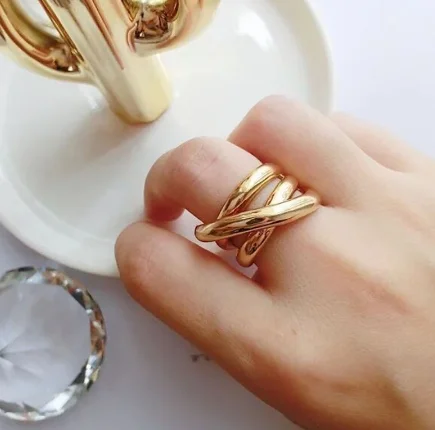 

Durable Geometric Simple Multi-layer Hollow Ring Cross Ring for Women