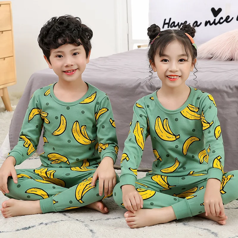 

baby boy pajamas children pajamas Boys Girls Pajamas Autumn Winter Long sleeve Children's Clothing Sleepwear Cotton Pyjamas, As picture