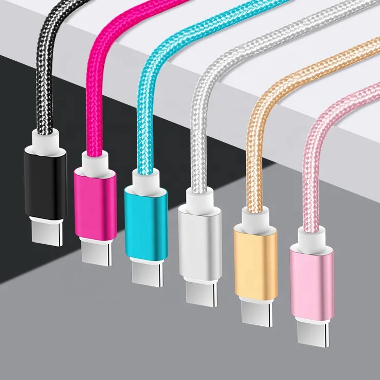 

High Quality Customized Nylon Braided USB Type C Data Cable 1M 3ft for Huawei Note 8 S8 Plus V30 V20 G6 Mobilephone