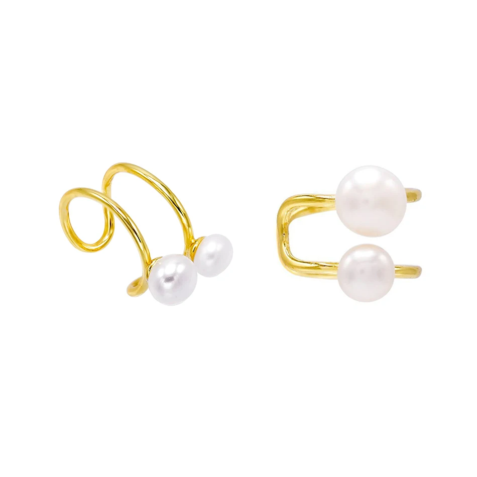 

women charming gift 18k gold plated luxury jewelry trendy 925 sterling silver trendy pearl open earrings cuff