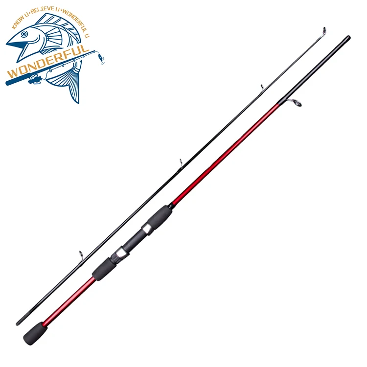 

Hot Selling 2 Sections 1.8m 2.1m Freshwater Distance Throwing Spinning Casting Stream Fiber Glass Fishing Rod, 1colors