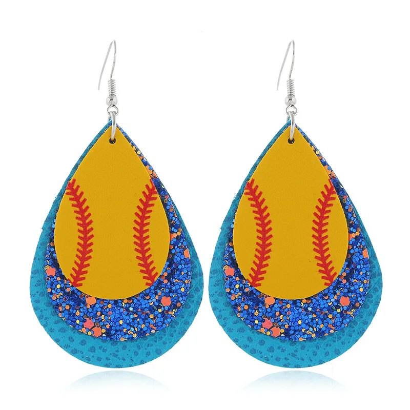 

Faux Leather Baseball Earrings, Shown