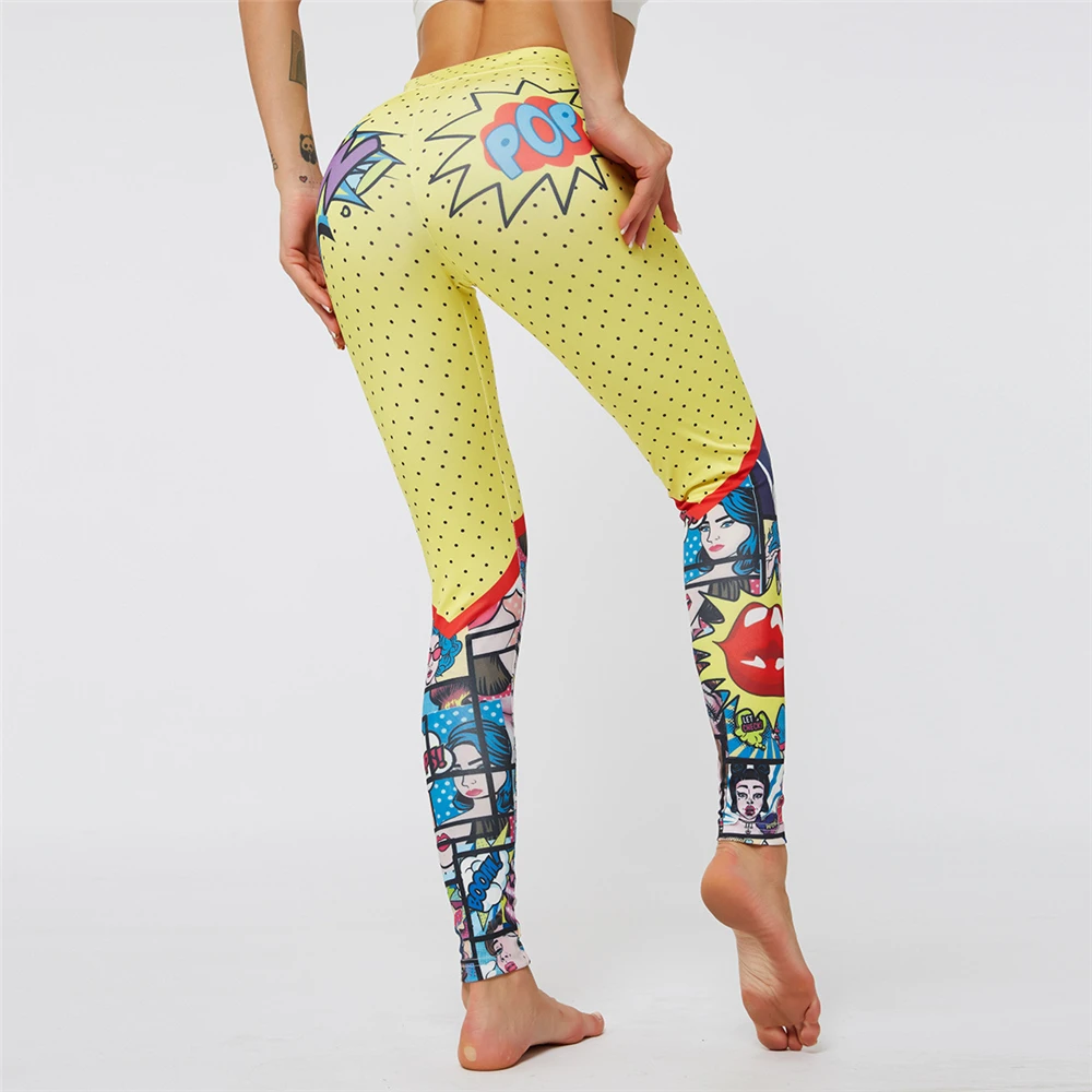 

Wholesale 3D Print Cartoon Yoga Leggings Pants Sports Women Fitness Sexy Custom Design Gym Workout Women Leggings, Beige,pink,blue,customized upon request