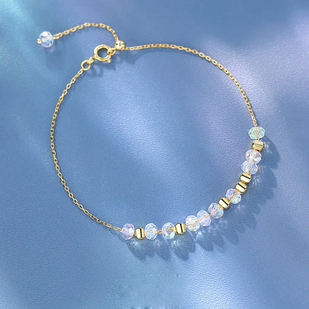 S925 Sterling Silver Irregular Iridescent Round Beads Bracelets Jewelry for Women Girls Gift Accessories YB-XY-221