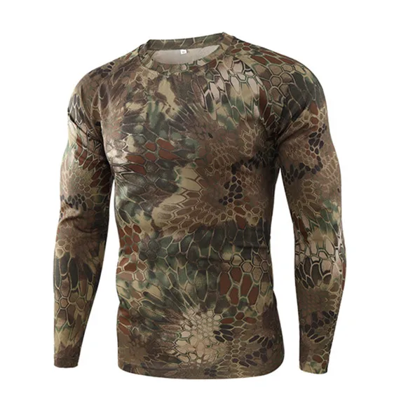 

Outdoor Men's Tactical Hunting Shooting Long Sleeve Clothing Performance Camo T-Shirt, 11 colors