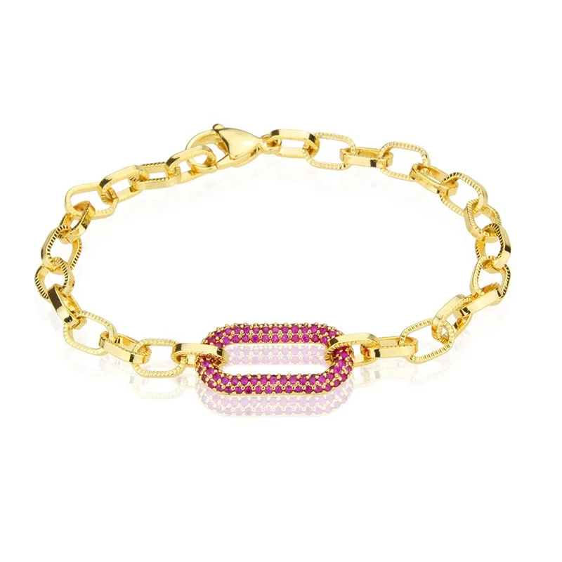 

Wholesale 2021 womens geometric full zirconia 18K gold chain bracelets jewelry