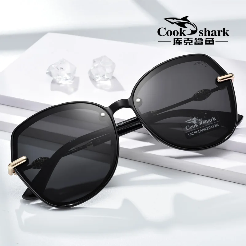 

Cook Shark 2021 new big frame sunglasses ladies Korean version of tide sunglasses polarized driving UV protection glasses