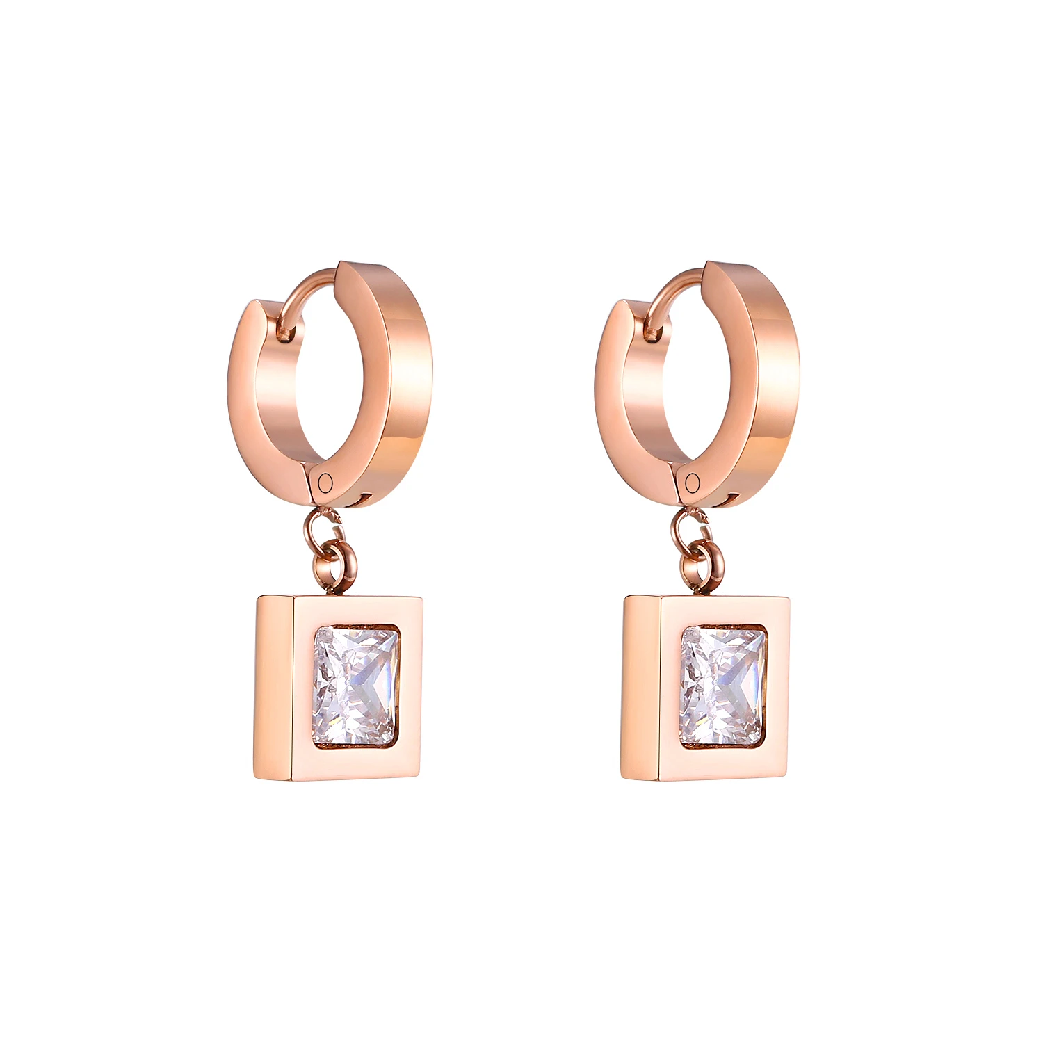 

High Quality Factory Cheap Unique Screw Back Stainless Steel Screw Earrings Stud, Rose gold plated, custom color