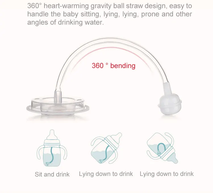 
Hot Selling 360 Degree Gravity Ball Drinking Straw PPSU Anti - Falling wide - caliber breast feeding baby bottles 