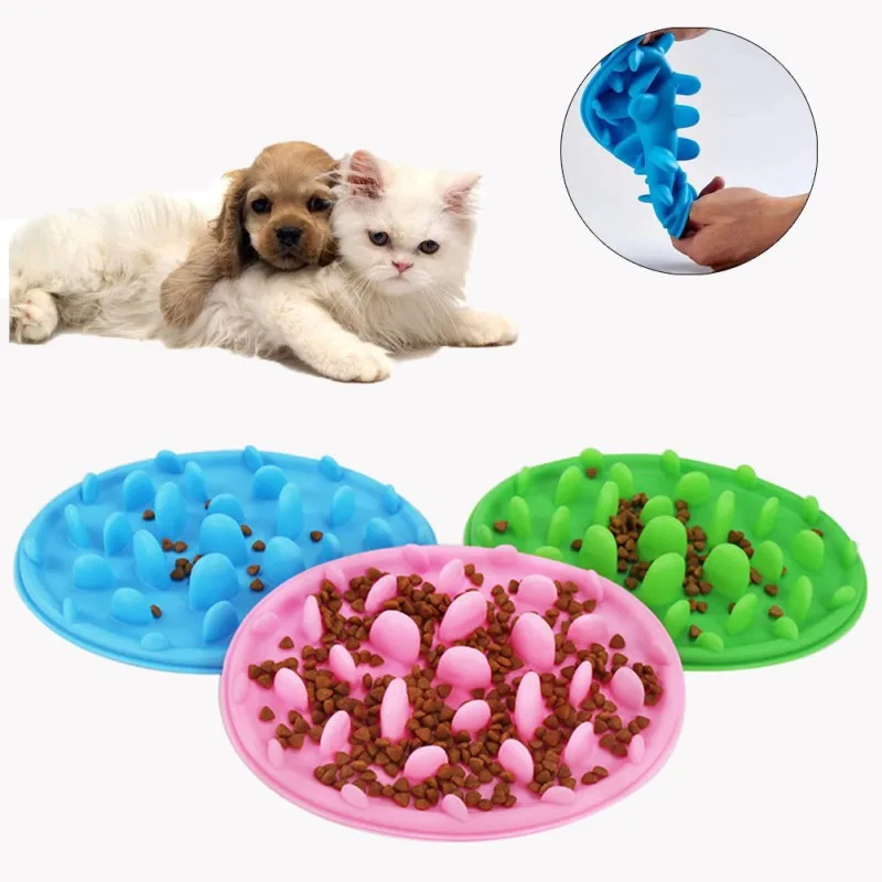 

Silicone Slow Eating Pet Feeder Anti Choke Interactive Pet Bowl Feeder Healthy Anti Fat Dog Food Bowl Feeders, Pink, green, blue