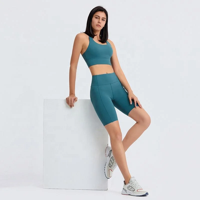 

Custom High Waist Yoga Workout Biker Shorts Leggings Gym Athletic Shorts for Tummy Control Running Sports Pants with Pockets