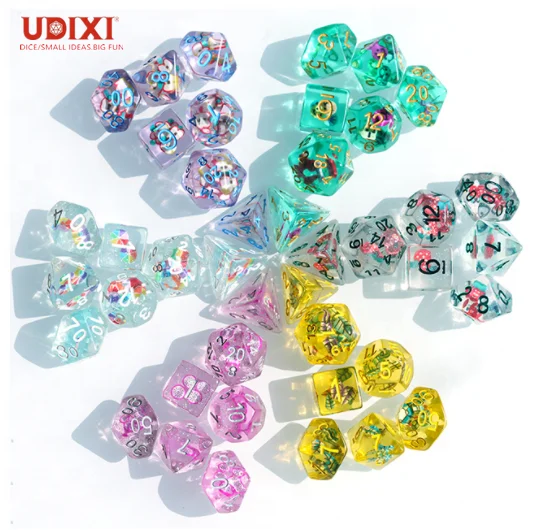 

Udixi Fresh Polyhedral Resin Dice DND RPG MTG Dungeons and Dragons Fruit Dice Set, 6 color