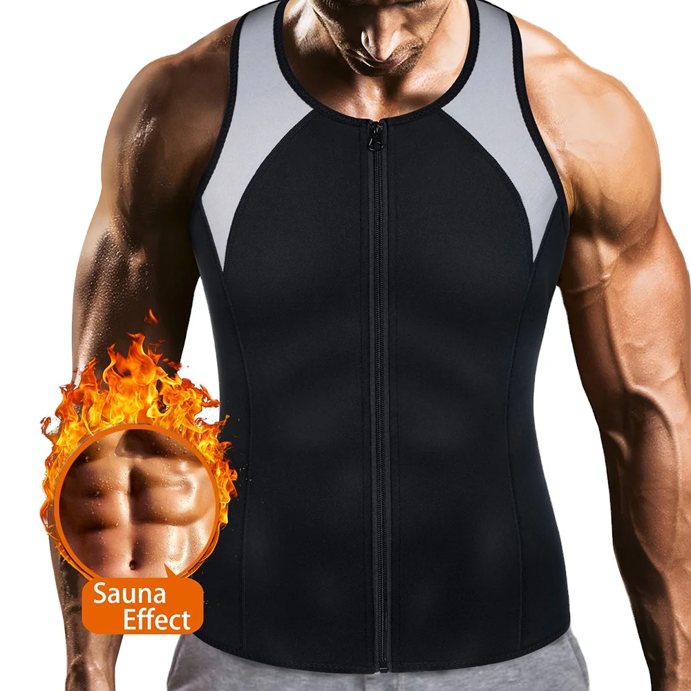 

Mens Neoprene Sauna Shaper Sweat Vest, Balck mix gray