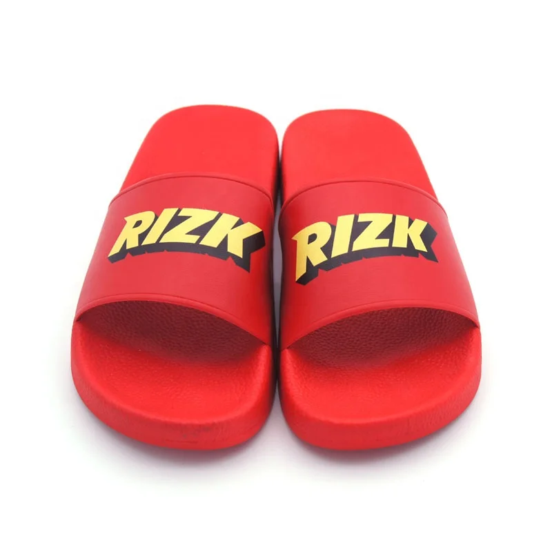 
Joyfulway New Model Pu Women Slippers Shoes Comfortable Unisex Embossed or printing Custom Logo Slide Sandals 