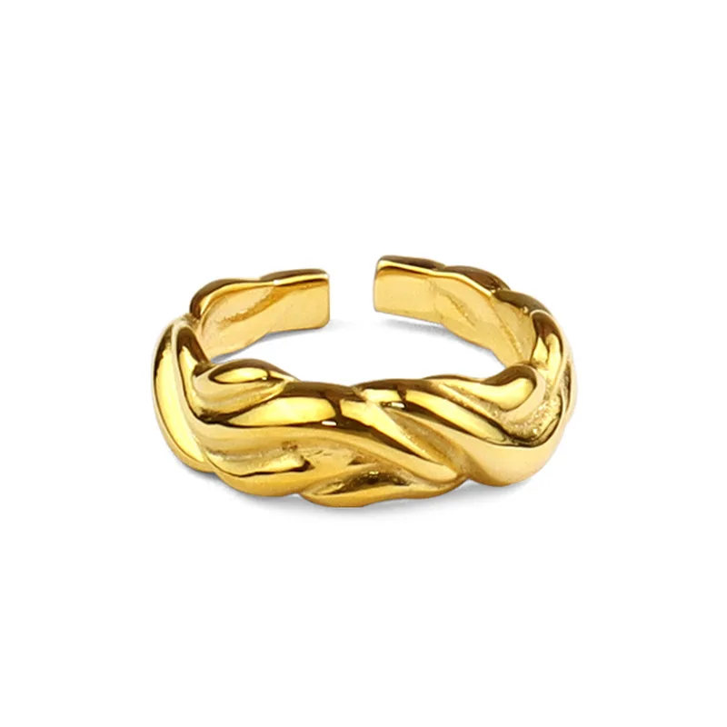 

Luxury 18K Gold Plated Irregular Texture Open Rings Fashion Women Finger Texture Ring For Party