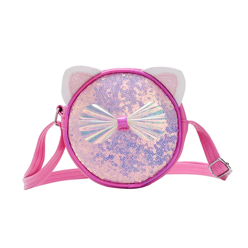 

best selling small waterproof sequins cute cat shoulder handbags for children, Customized color
