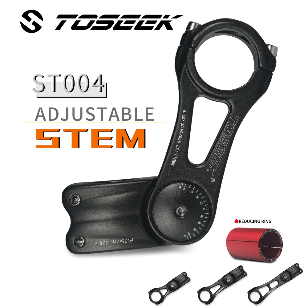 

Toseek 90/110/145mm Bicycle Stem 31.8mm or 25.4mm Mtb Riser Stem Adjustable -85 To 85 Degree road bike aluminum stem, Black matte