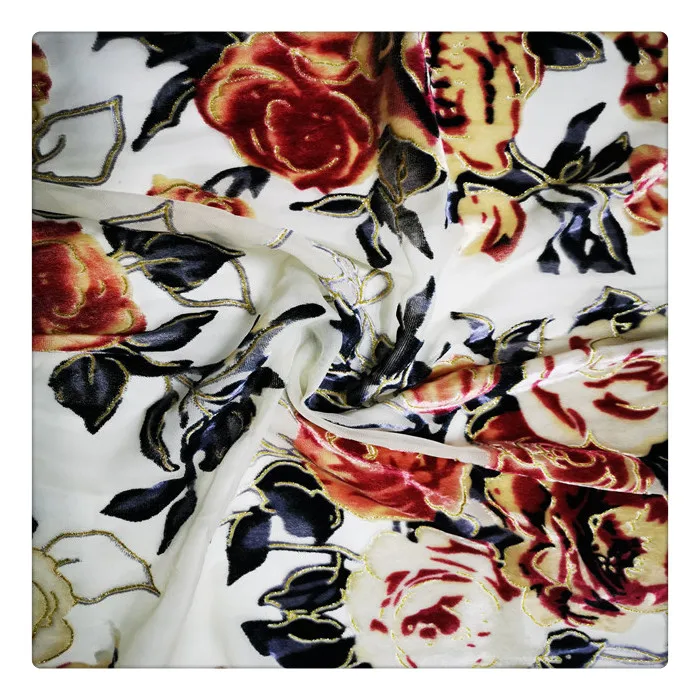 

2021 spring summer color nylon rayon velvet fabric for scarf printed silk burnout velvet fabric, Customize colors