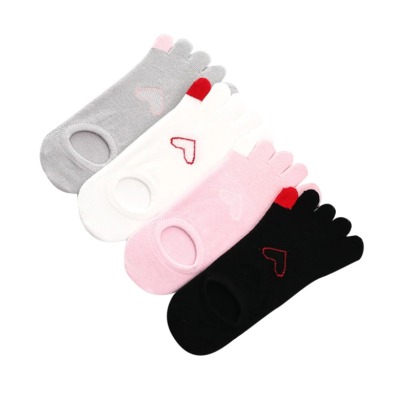 

No Show Cute Toe Socks Liner Women Loafers Five Finger Sox Invisible Low Cut Boat Ankle Sock, Custom color