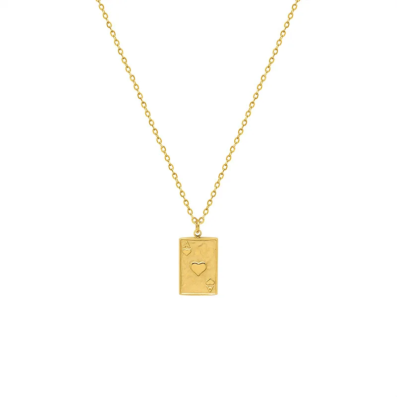 

Women Geometric Jewelry 18k Gold Plate Engraved Initial Letter Words Chain Stainless Steel Square Pendant Heart Necklace