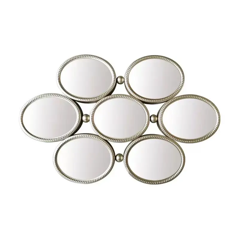 69X45cm European Creative Entrance Personalized Three-dimensional Iron Art Living Room Custom Hotel Luxury Wall Hanging Mirror