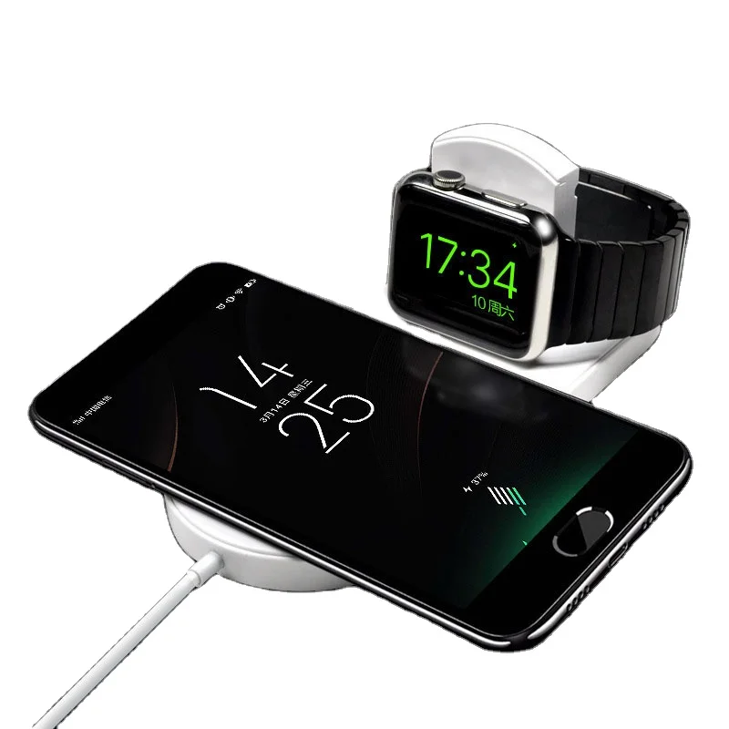 

Factory Directly Supply Universal 2 In 1 Dual Smartwatch Wireless Charger For Various Smart Phone, Black/white