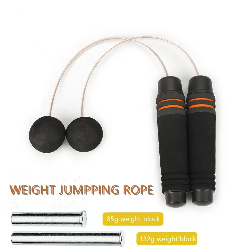 

New Arrival PVC Adjustable Weighted Comfortable Foam Handle Wireless Jumping Rope With Short Steel Wire Ball, Black