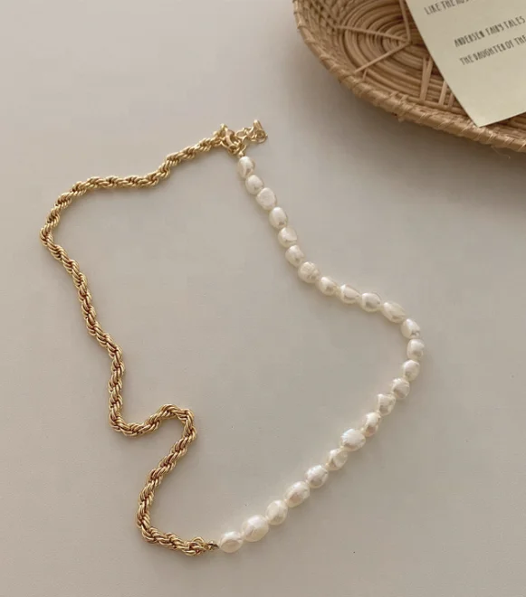 

Eico Hot Selling Fresh Pearl Rope Gold Chain Concise Style Western Design 2020 Women Necklace