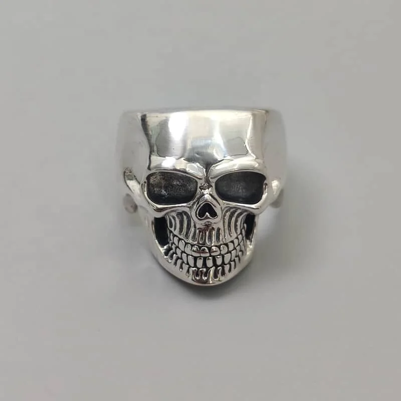 

custom mens rings 925 sterling silver ring men gold plated Skull Vintage biker hiphop party skull rings, White gold (rose gold, yellow are avaliable)