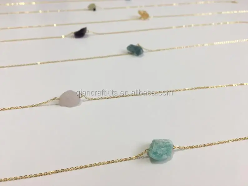 Minimal Single Or Multi Gemstone Crystal Raw Stone Pendant Women