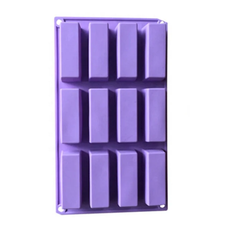 

12 cavities Ice Cube Tray Biscuit Candy Chocolate Bar Mould rectangle silicone soap mold, Customized color