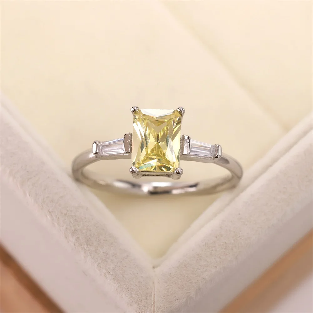 

yalibao jewelry wholesale yellow shiny champagne zircon crystal ring s925 sterling silver jewelry champagne ring for women, Picture