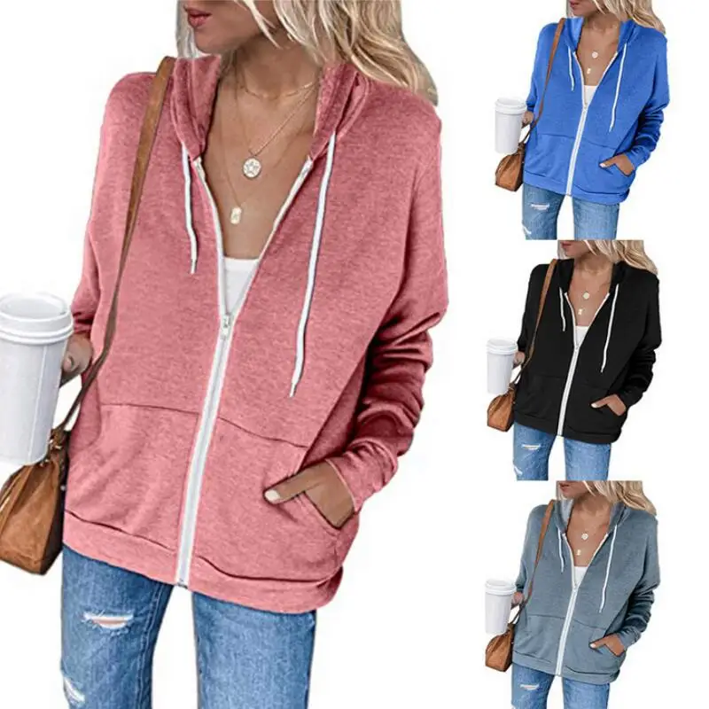 

2020 European And American Hot Style zip up hoodie men pocket drawstring hooded custom plain hoodies unisex hoodie, Customized color