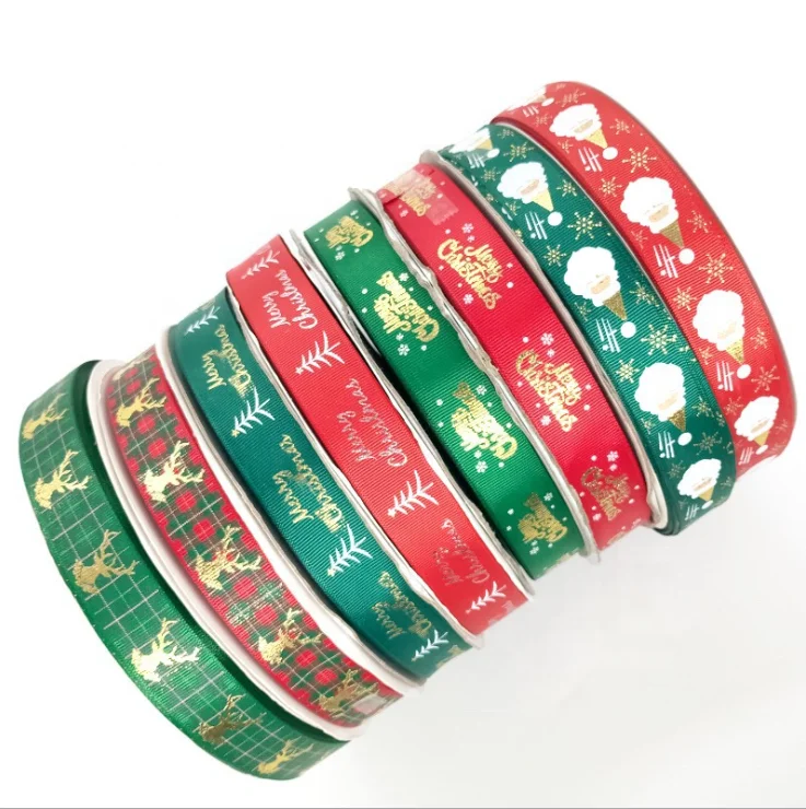 

Christmas grosgrain ribbon custom printed grosgrain ribbon logo for Merry Christmas, 196 colors