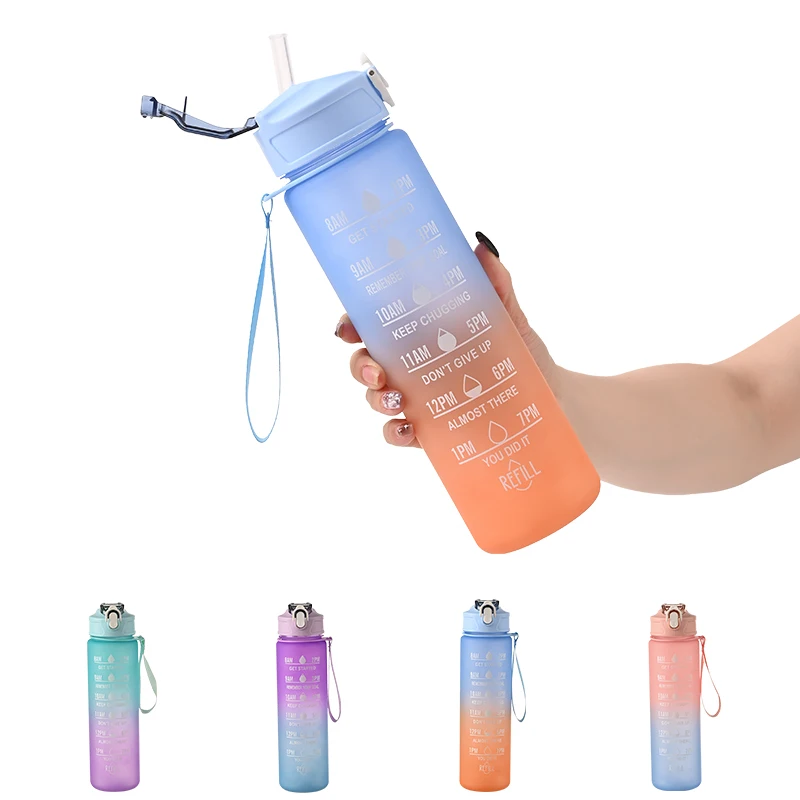 

M14 Custom Logo Transparent 32 Oz Eco Friendly New Plastics waterbottle Factory Sports 1L Motivational Water Bottle