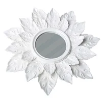 

Resin Leaf Round Hotel Wall Decor Mirror with Eco-Friendly Feature