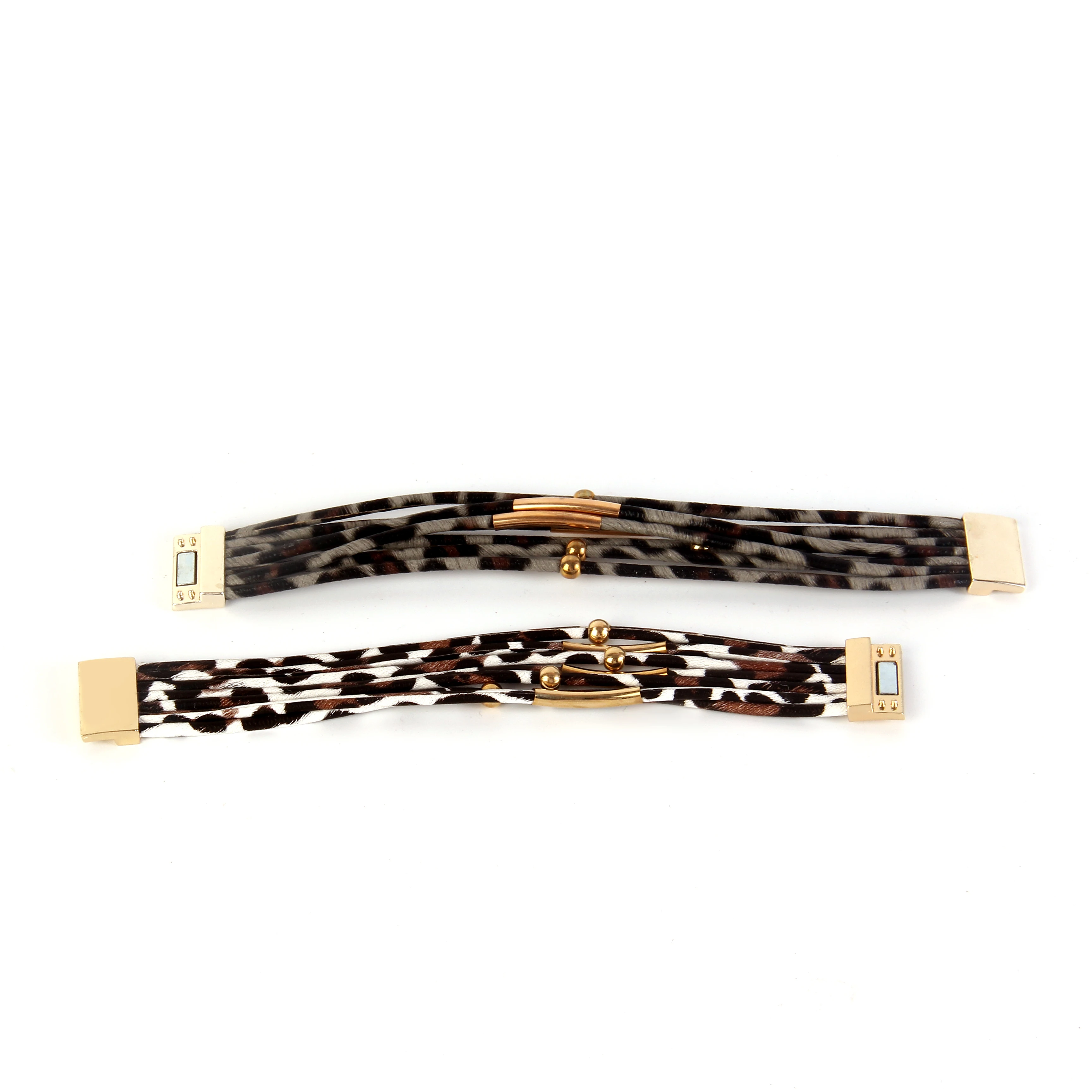 

Hot magnet buckle leopard print bracelet copper tube beaded leather bracelet magnet buckle bracelet, Accept custom colors