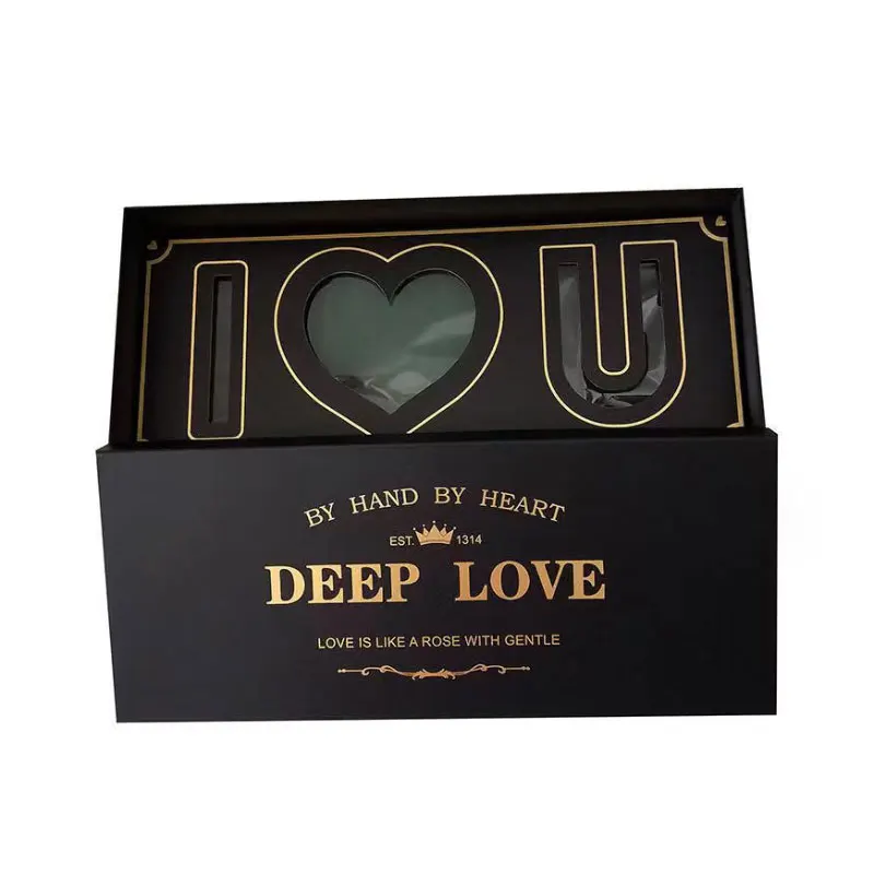 

Gift Box Love-Shaped Rose Flowers Iloveyou Letter Packaging Box Rectangular