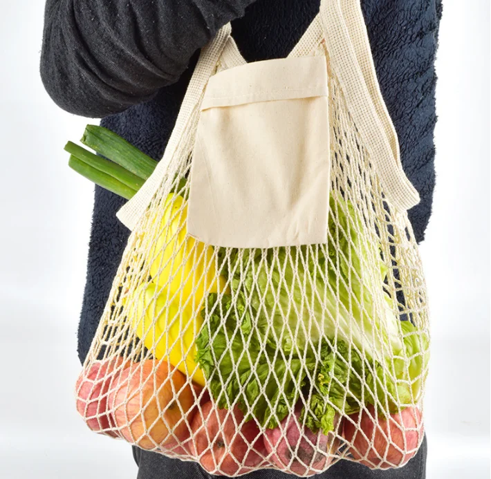 

Reusable Eco Friendly Net Shopping Bag Cotton Mesh Bags for Vegetables and Fruits, White, pink, green, red, black
