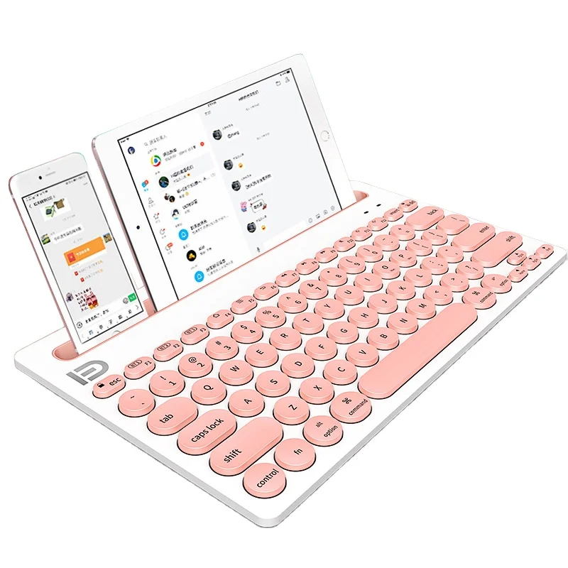 

Multi-Device Wireless Keyboard Mini 76 keys for Tablet Phone Laptop Keypad Portable Pink Blue tooth Keyboard, Black,pink