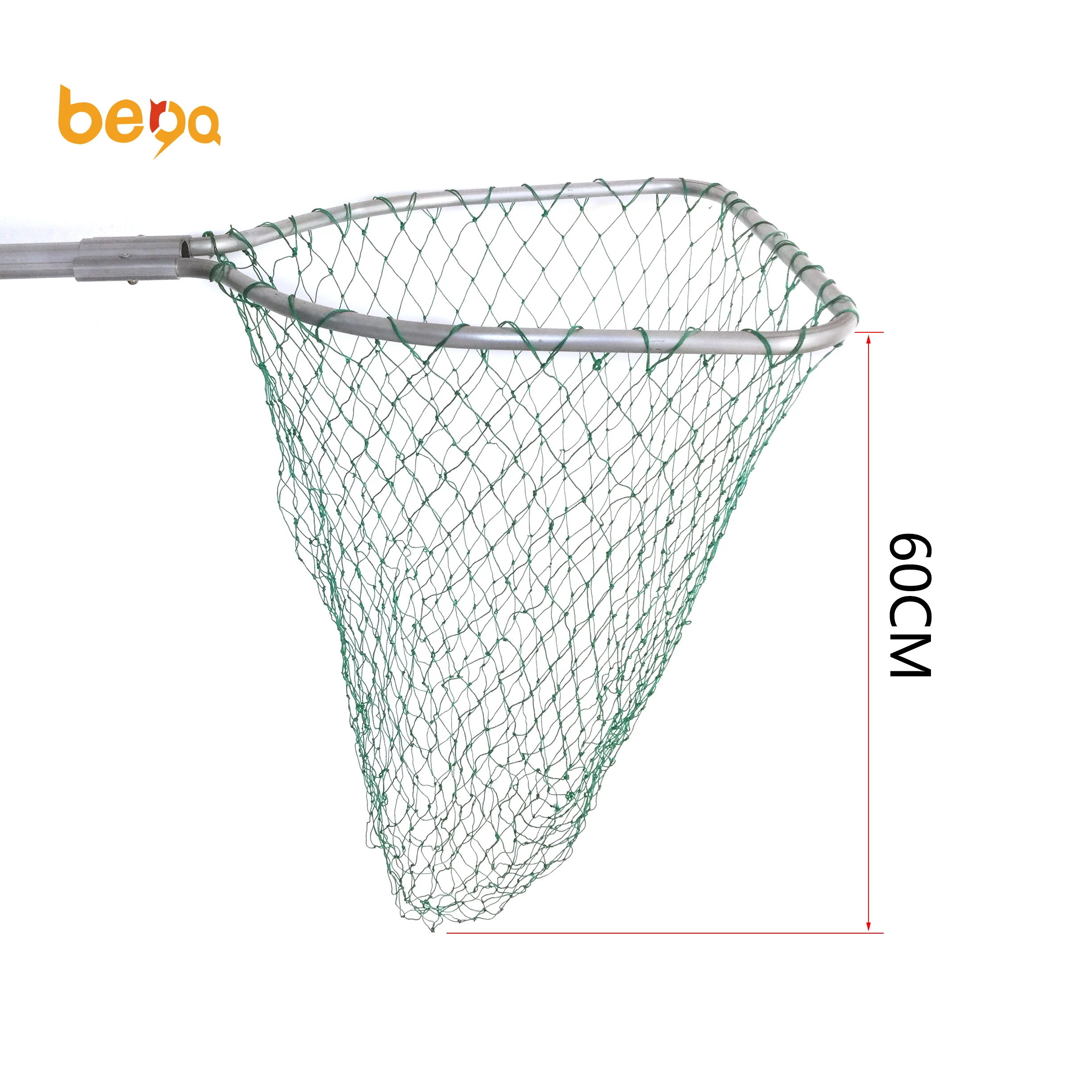 

1.04m Two Sections Aluminum Long Handle Nylon Fishing Landing Net, White, customized