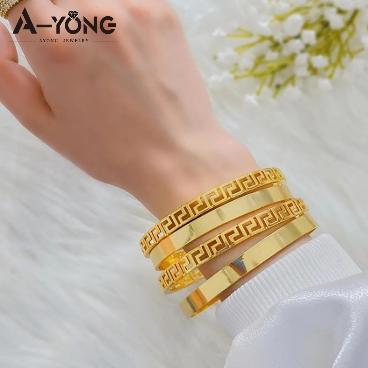 

Classic Design Bracelet Set Arabic Islamic Muslim 18k Gold Plated Bracelet for Women