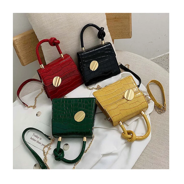 

Crocodile pattern Crossbody Bags Women 2020 Twist Handle Leather Handbags Alligator Tilt Buckle Ladies Shoulder Messenger Bag